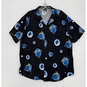Cakeworthy E.T. The Extra-Terrestrial Space Print Black Button-Up Shirt Sz 3XL